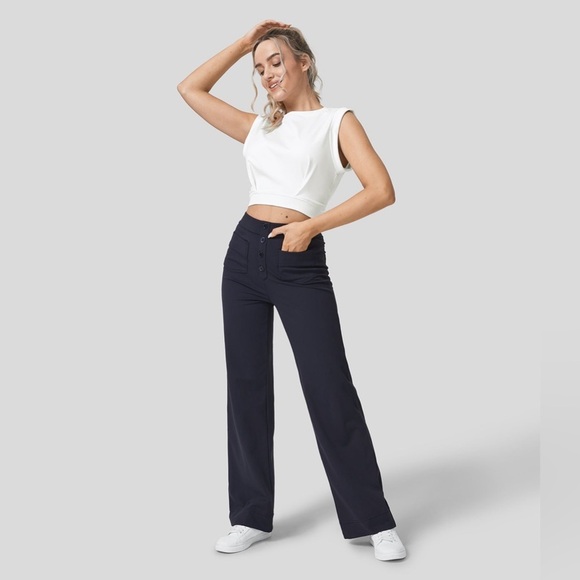 Halara White Crew Neck Sleeveless Cropped Yoga Tank Top | NEW/NWT!!🩶🩶 - Picture 7 of 11